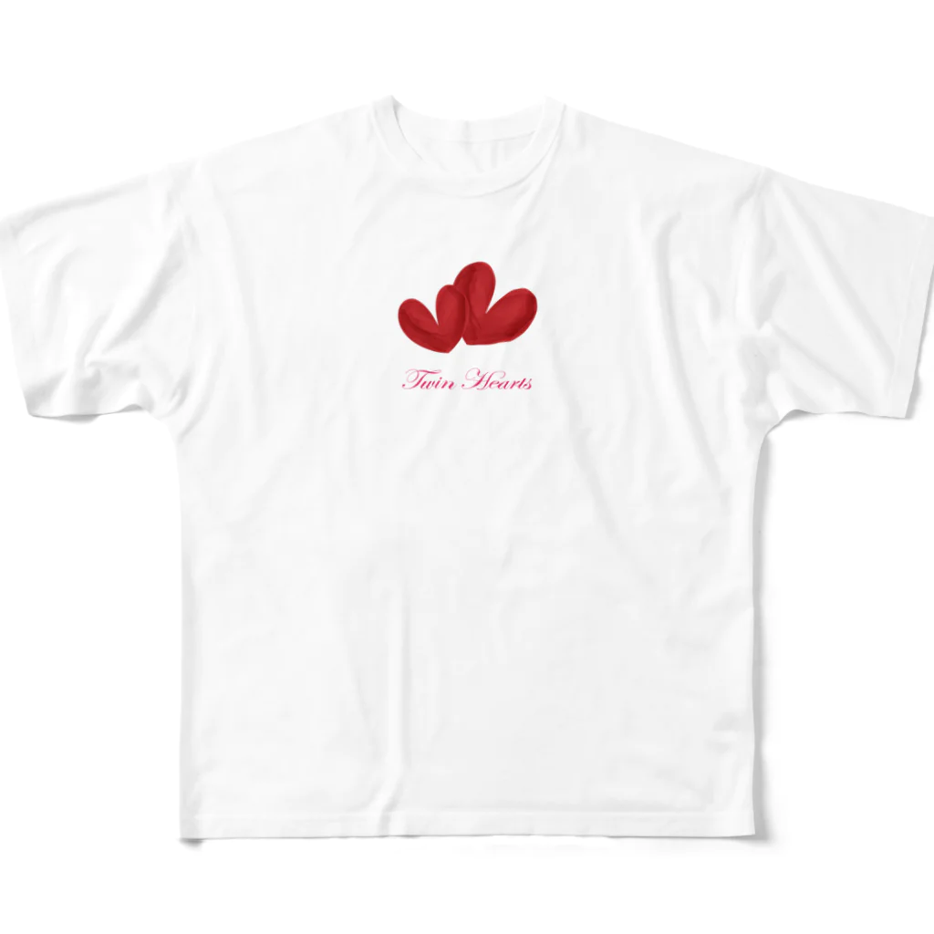 savannahのTwin Hearts All-Over Print T-Shirt