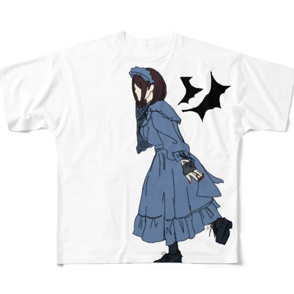 🤍一ノ瀬 彩 🐇⸒⸒ suzuri支店🤍のゴスロリ女子/無地【一ノ瀬彩】 All-Over Print T-Shirt