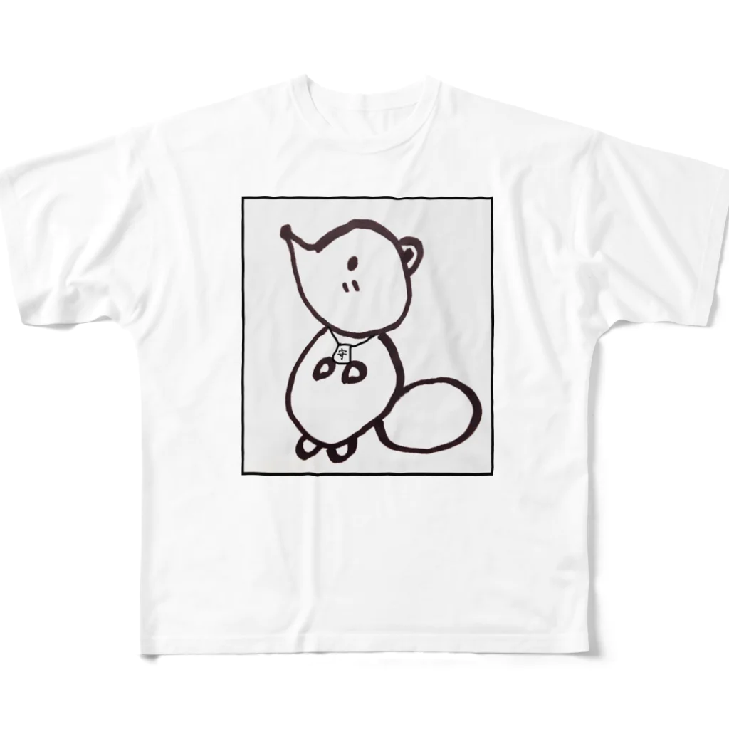 MedelBox™️ の白狸のポンくん(枠入り) フルグラフィックTシャツ