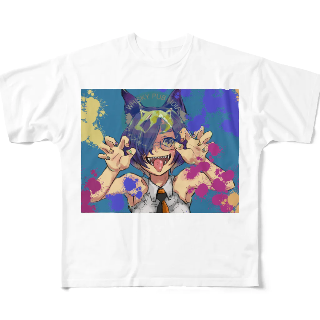 ウィスキー パブ ノワール【グッズ開発部】のウィスキー黒猫ちゃん(仮称 All-Over Print T-Shirt