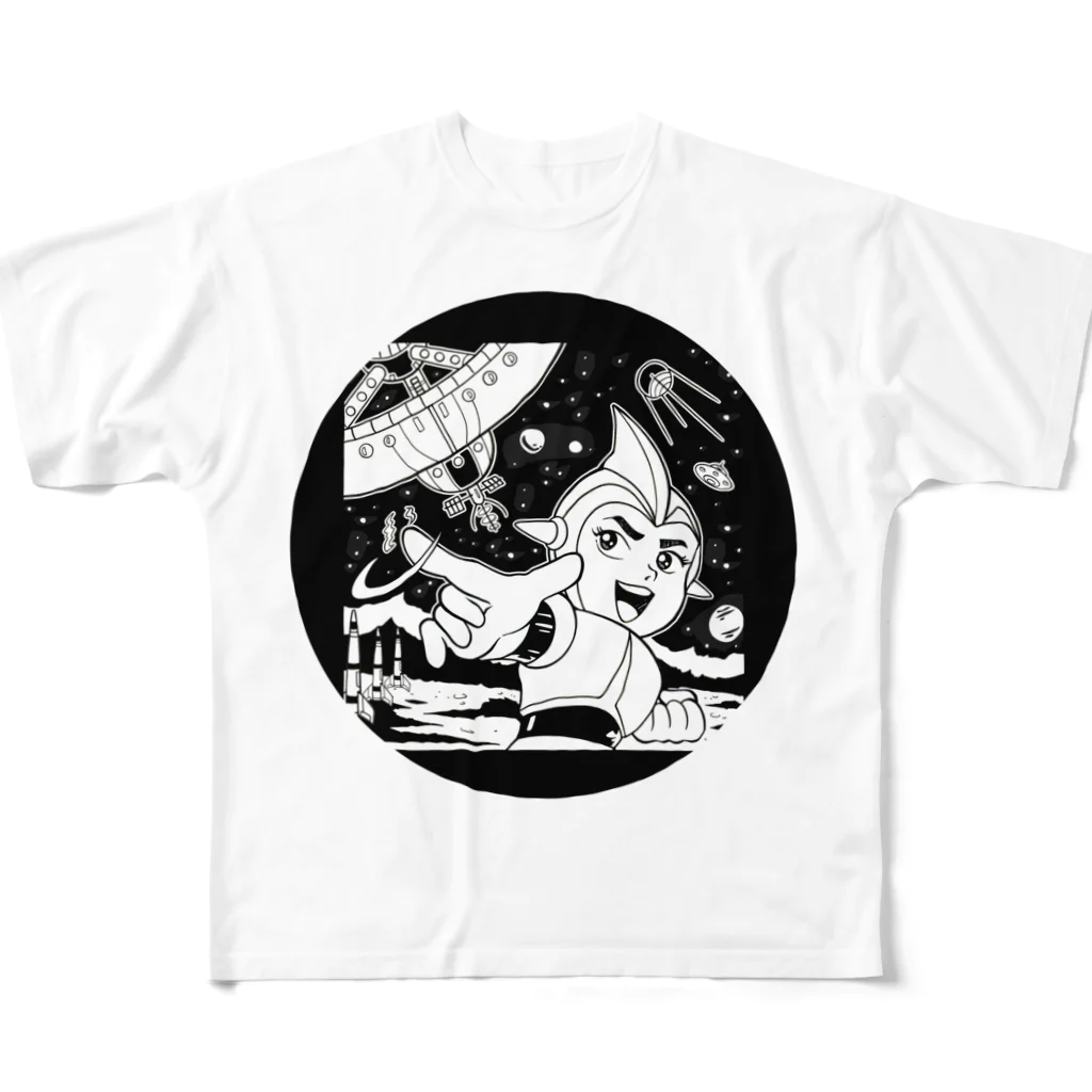 神谷屋のレトロ未来ヒーロー少年０２ All-Over Print T-Shirt