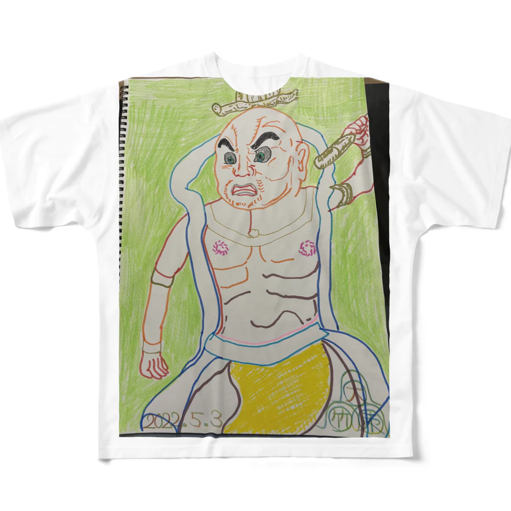 エド・ワード【江戸鉾の愛殿原】。の金剛力士像　阿形 All-Over Print T-Shirt