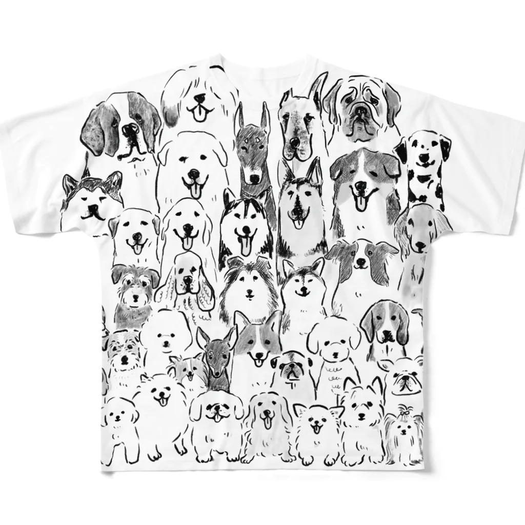 ぺろぺろぺろぺろ【せいこせんせい】のわんちゃん大集合　犬【せいこせんせい】 All-Over Print T-Shirt