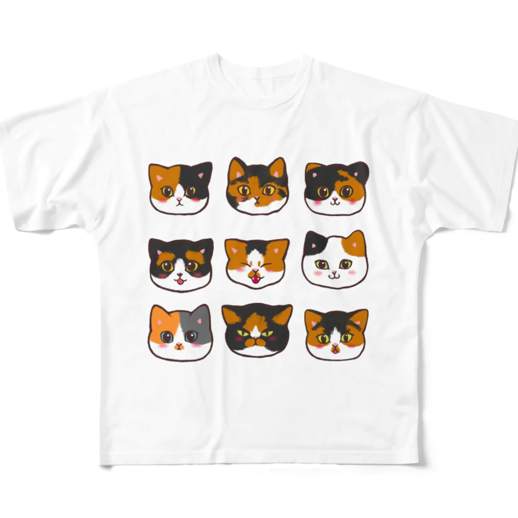 ふわにゃんshopのうちのミケちゃん フルグラフィックTシャツ