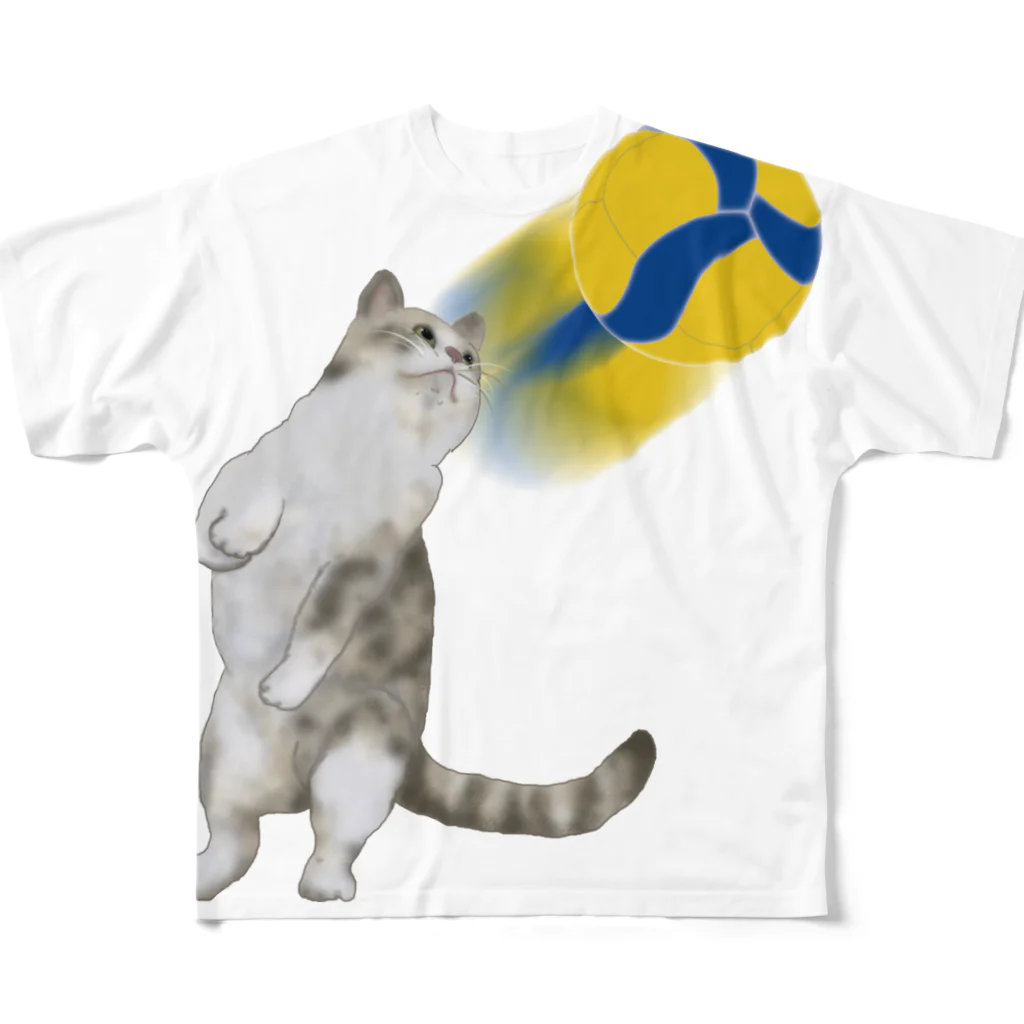 猫とやっし～ぃのアレコレのニャイスカットねこたん All-Over Print T-Shirt