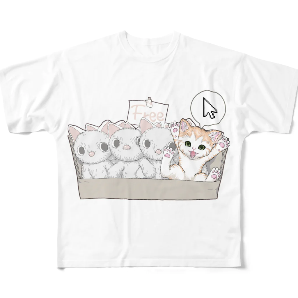 nya-mew（ニャーミュー）のもってけ！ポチッとな All-Over Print T-Shirt