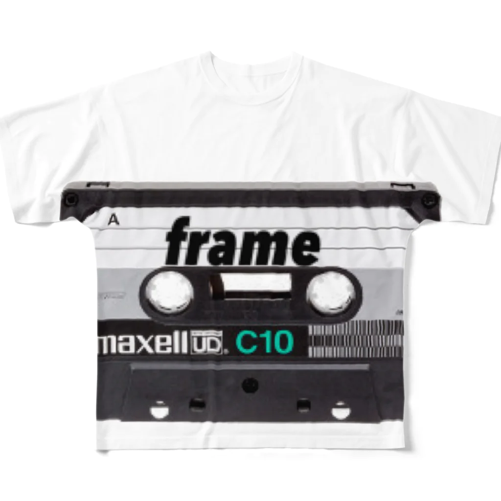 frameのカセットテープ フルグラフィックTシャツ