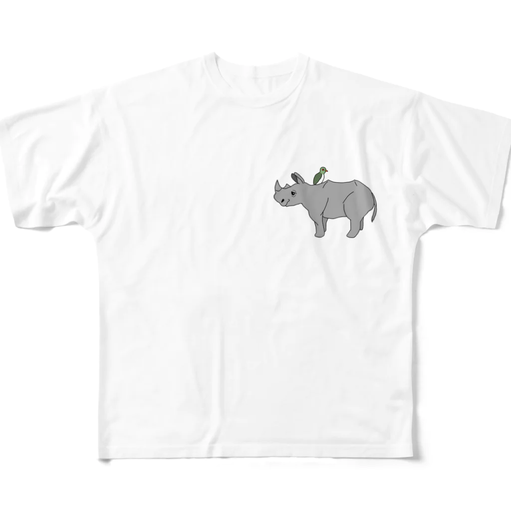 クマノ コリンのおうちのサイさん＆ウシツツキさん All-Over Print T-Shirt