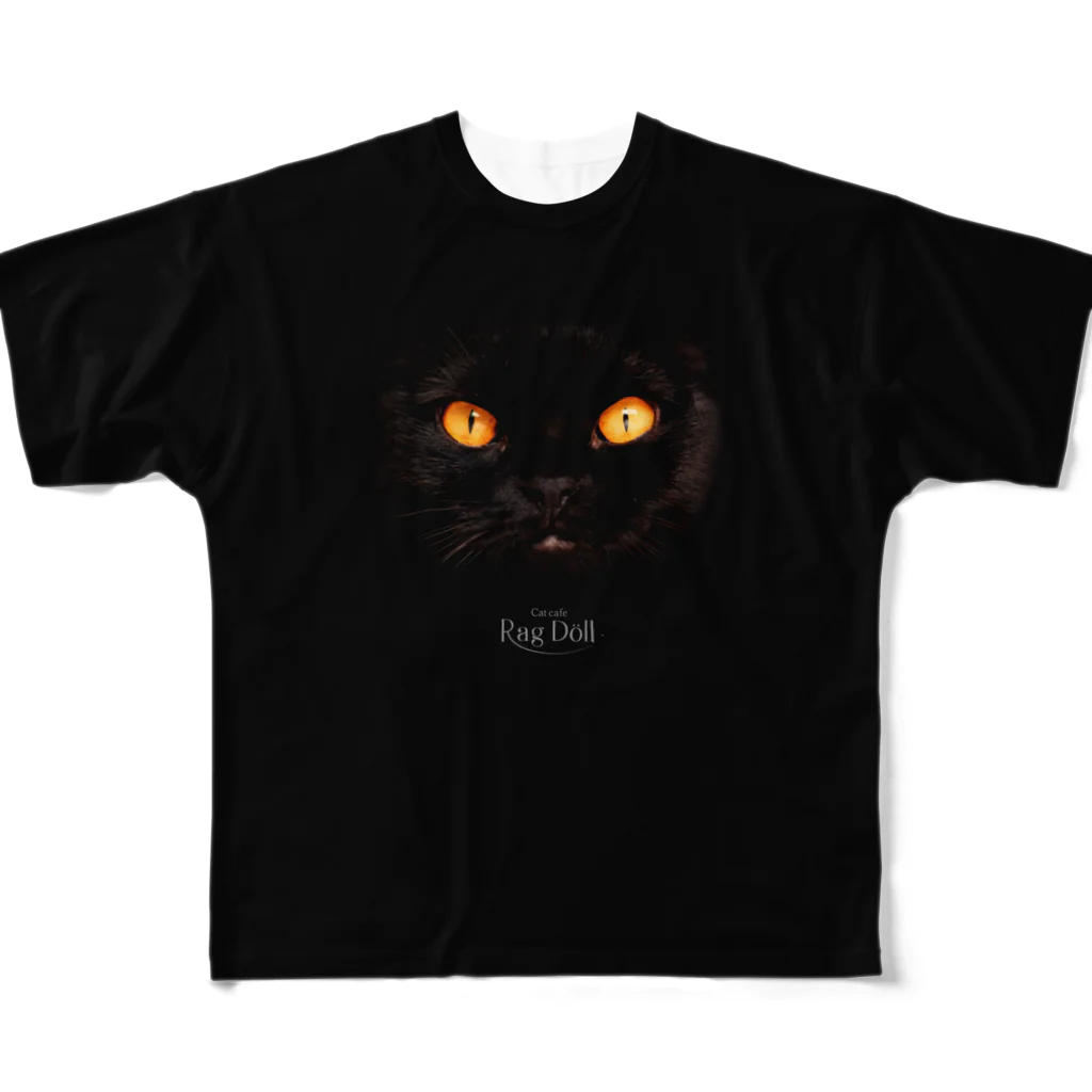 猫カフェラグドール（大阪難波）のblackcat フルグラフィックTシャツ