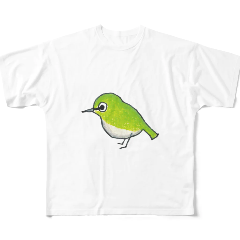 森図鑑の[森図鑑] ぽつんとメジロ All-Over Print T-Shirt