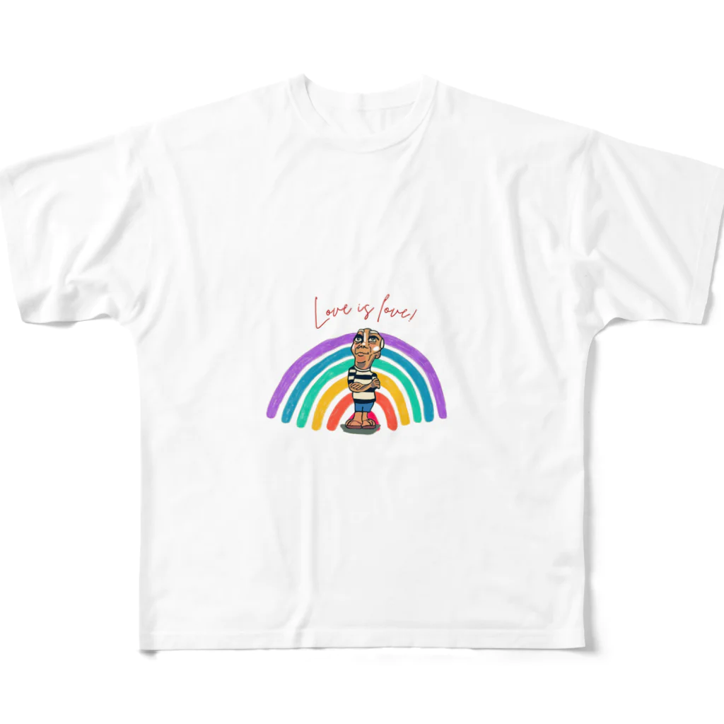 YellowSeed　by　MackPicasso　　のlove is lovel　【虹】 All-Over Print T-Shirt