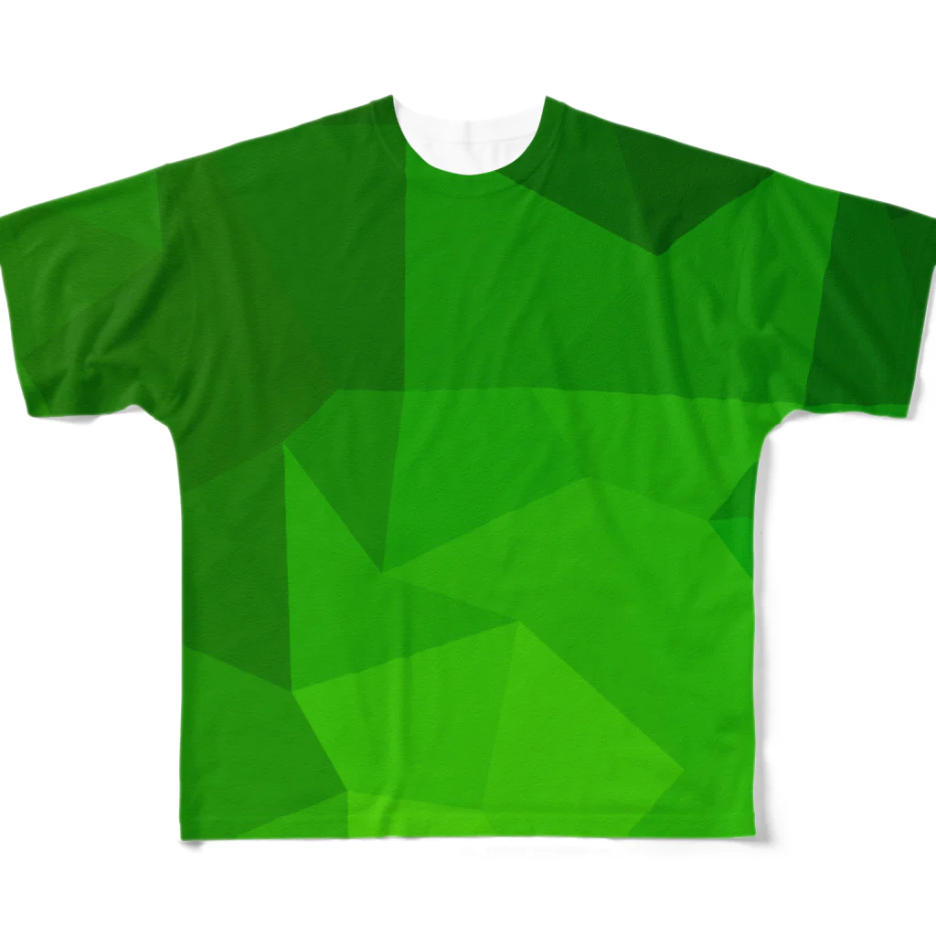 gemgemshopのポリゴン (緑) フルグラフィックTシャツ