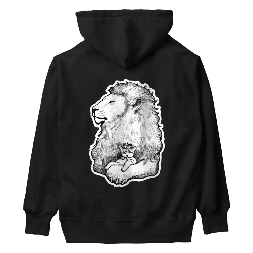 もけけ工房 SUZURI店のカブと獅子(モノクロ) Heavyweight Hoodie