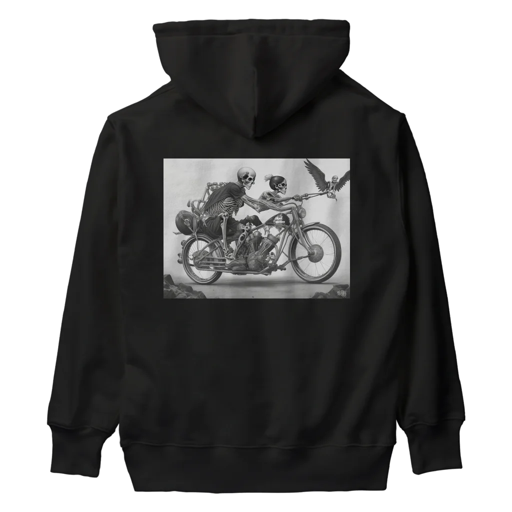 Skull sectionのバイクとドクロ（黒メイン） Heavyweight Hoodie