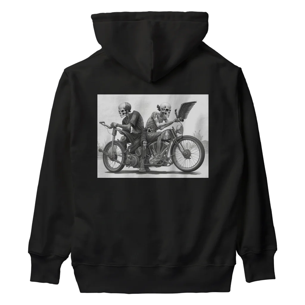 Skull sectionのバイクとドクロ（黒メイン） Heavyweight Hoodie