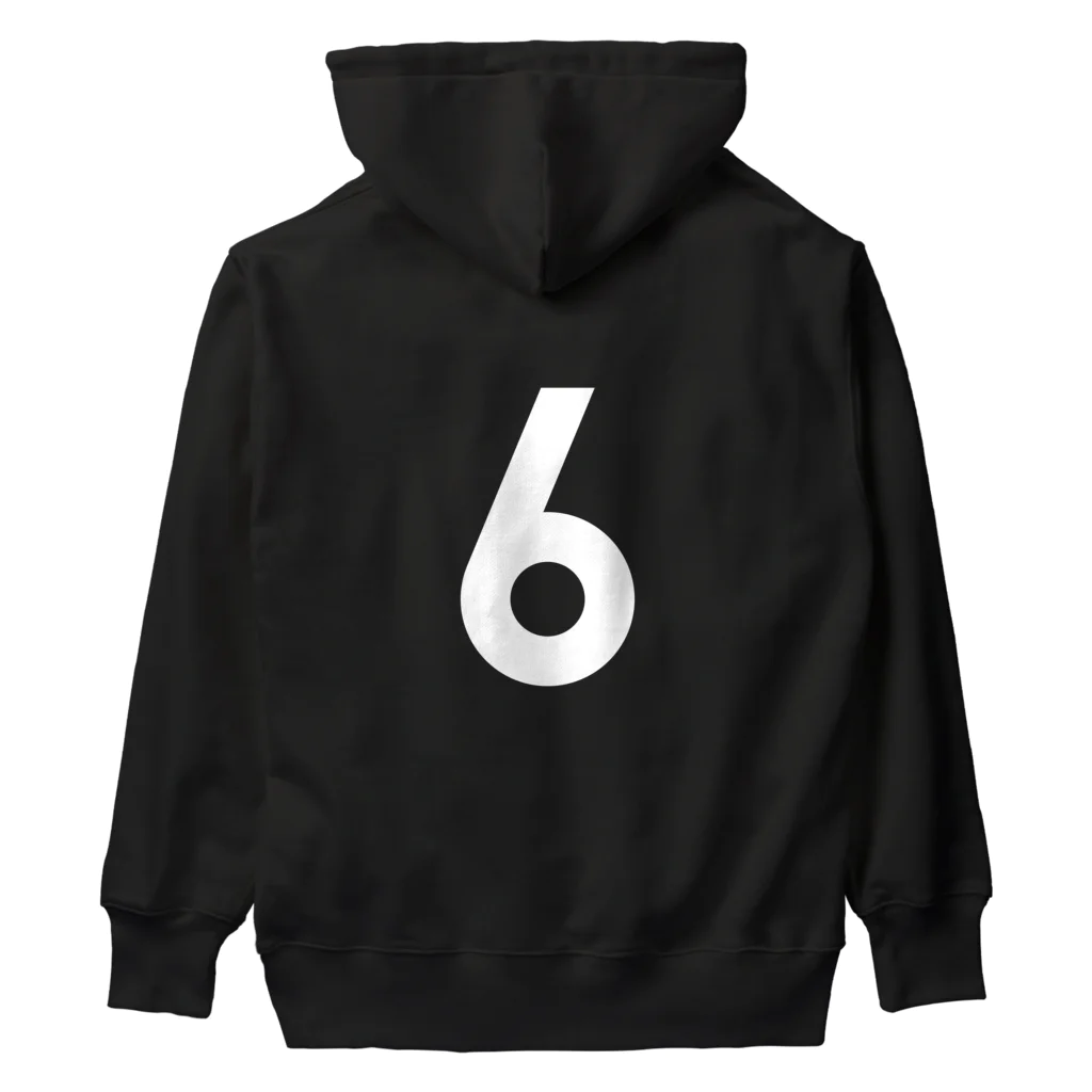 コチ(ボストンテリア)のバックプリント：ただの6です。（白文字） Heavyweight Hoodie