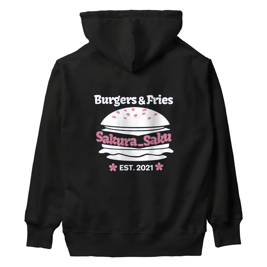 Burgers&Fries Sakura_SakuのBurgers&Fries Sakura_Saku ロゴアイテム（ホワイト） Heavyweight Hoodie