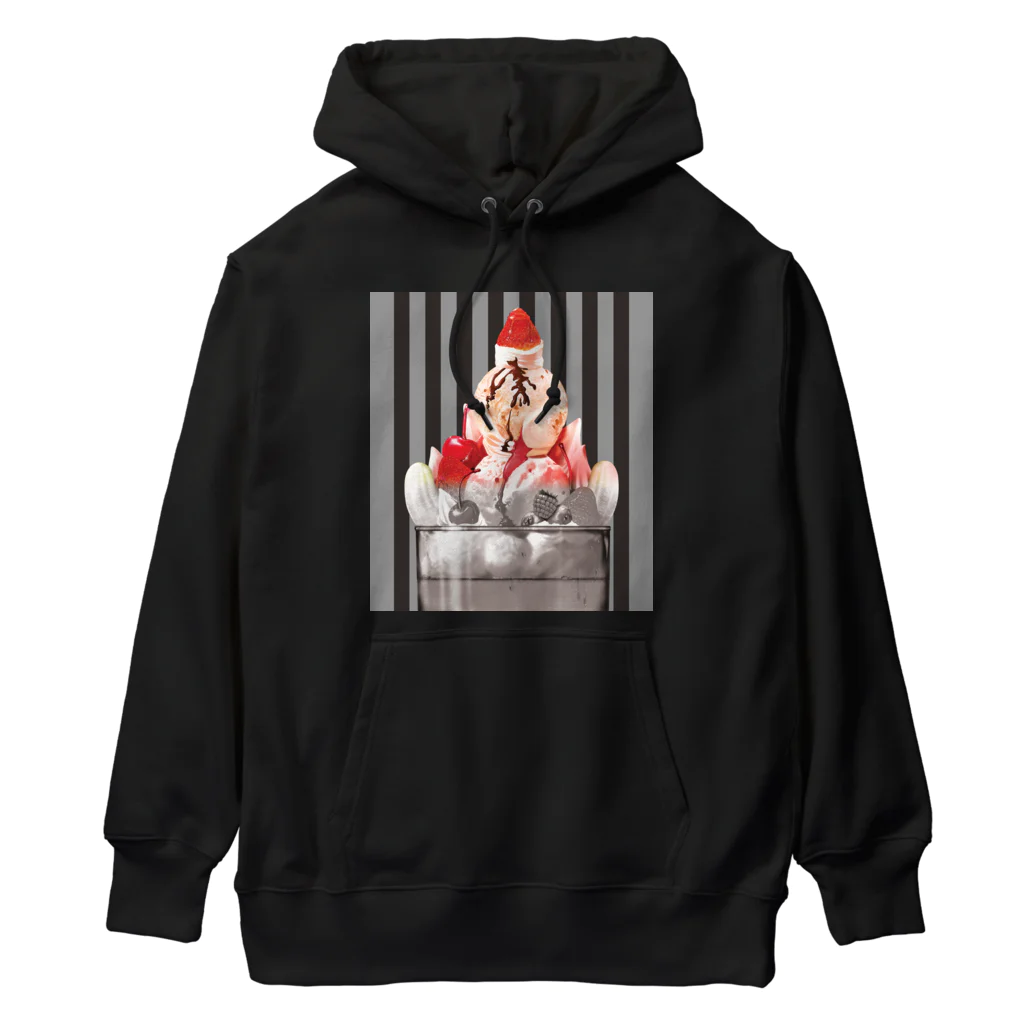 はちわれきじとらぴーちゃんずのモノクロいちごサンデー Heavyweight Hoodie