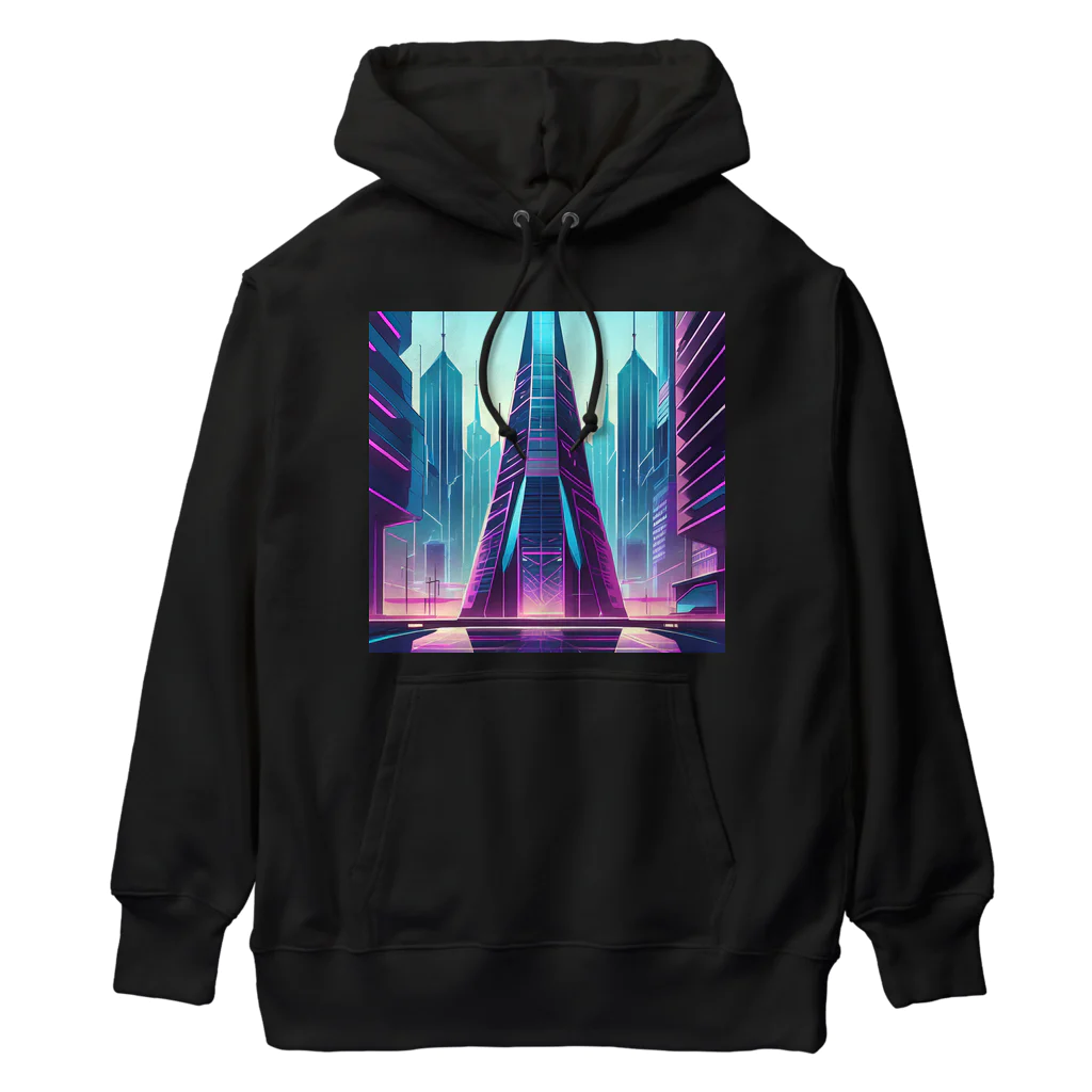 のんびりアート工房のサイバーパンク都市 Heavyweight Hoodie