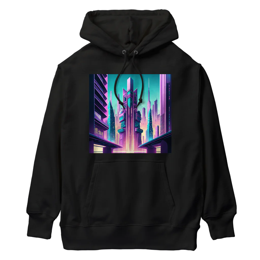 のんびりアート工房のサイバーパンク都市 Heavyweight Hoodie