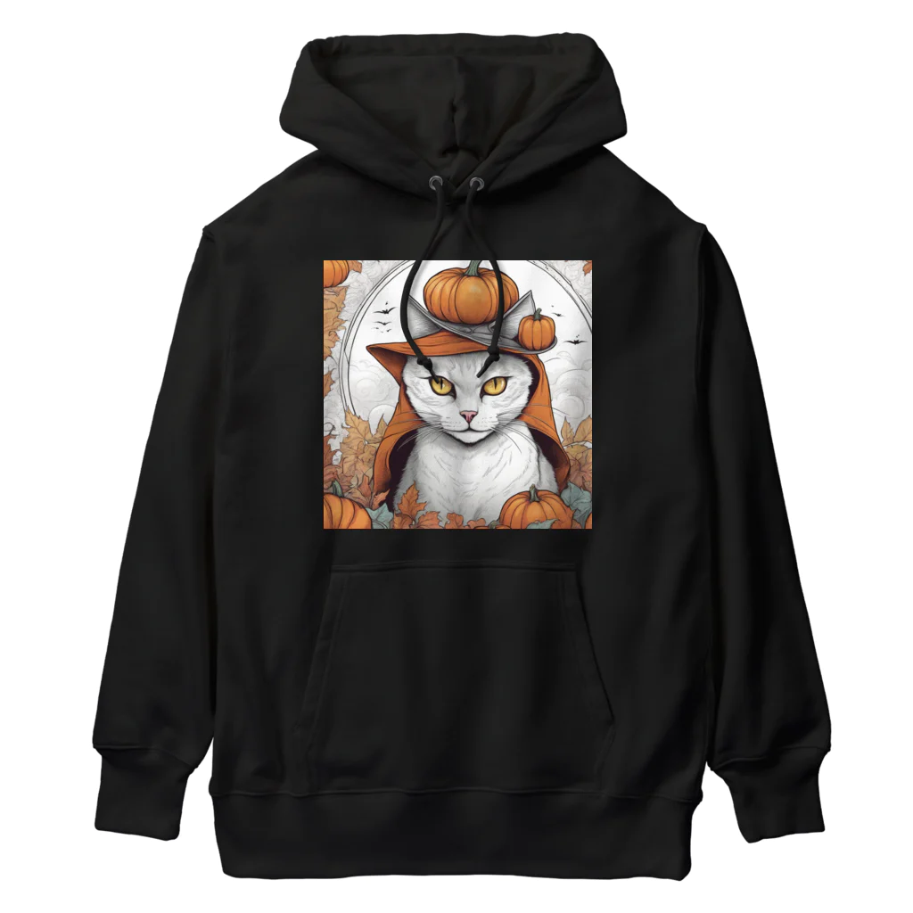 F2 Cat Design Shopのpumpkin cat 001 Heavyweight Hoodie