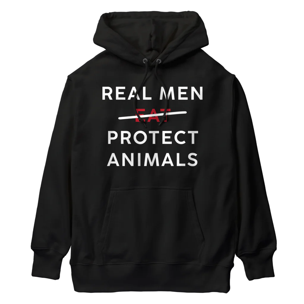 Let's go vegan!のReal men protect animals Heavyweight Hoodie