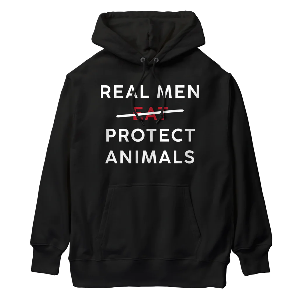 Let's go vegan!のReal men protect animals ヘビーウェイトパーカー