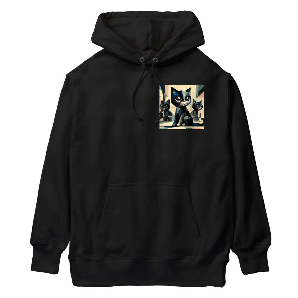 スタイル112の黒猫　キュビズム01 Heavyweight Hoodie