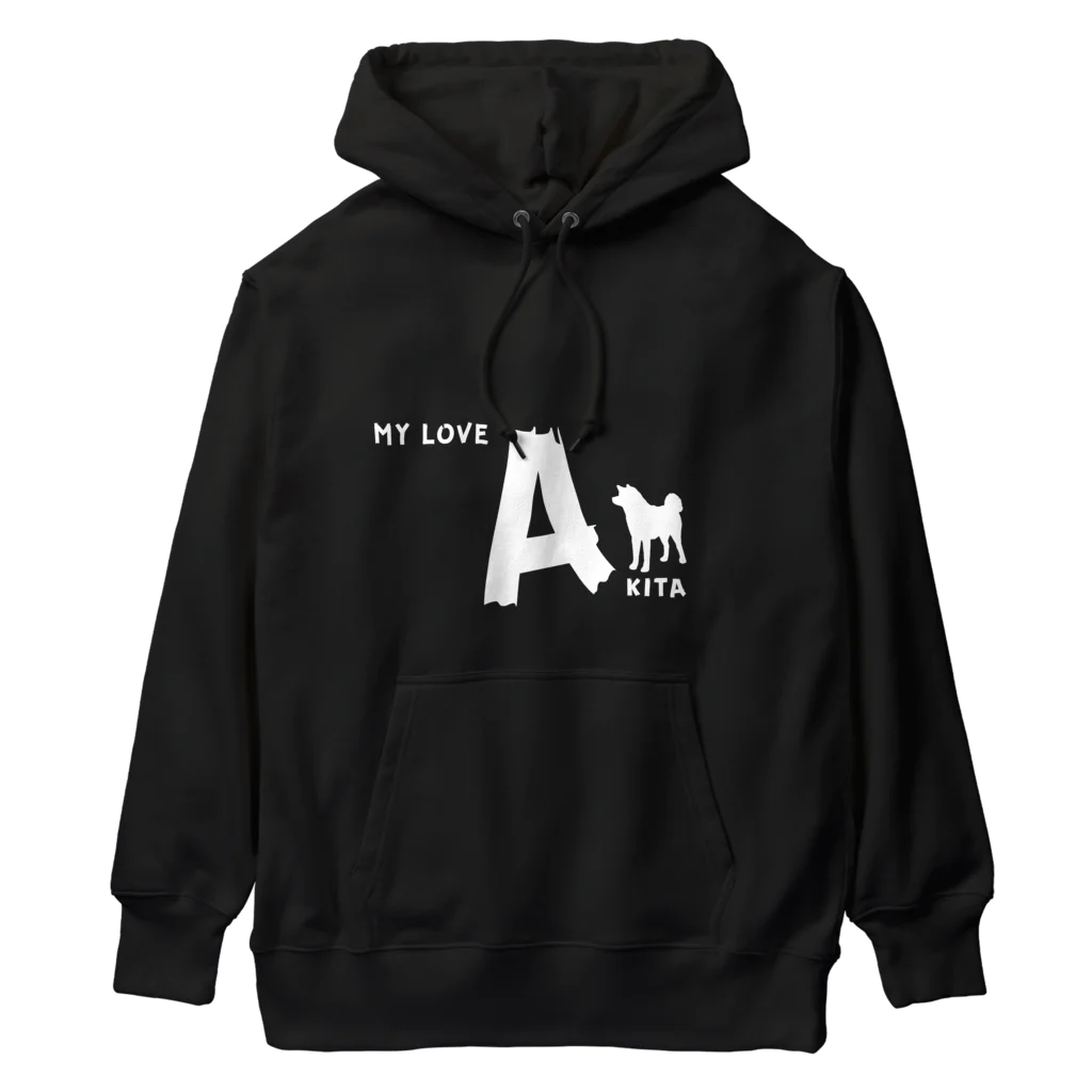 onehappinessのMY LOVE AKITA（秋田犬）　ホワイト Heavyweight Hoodie