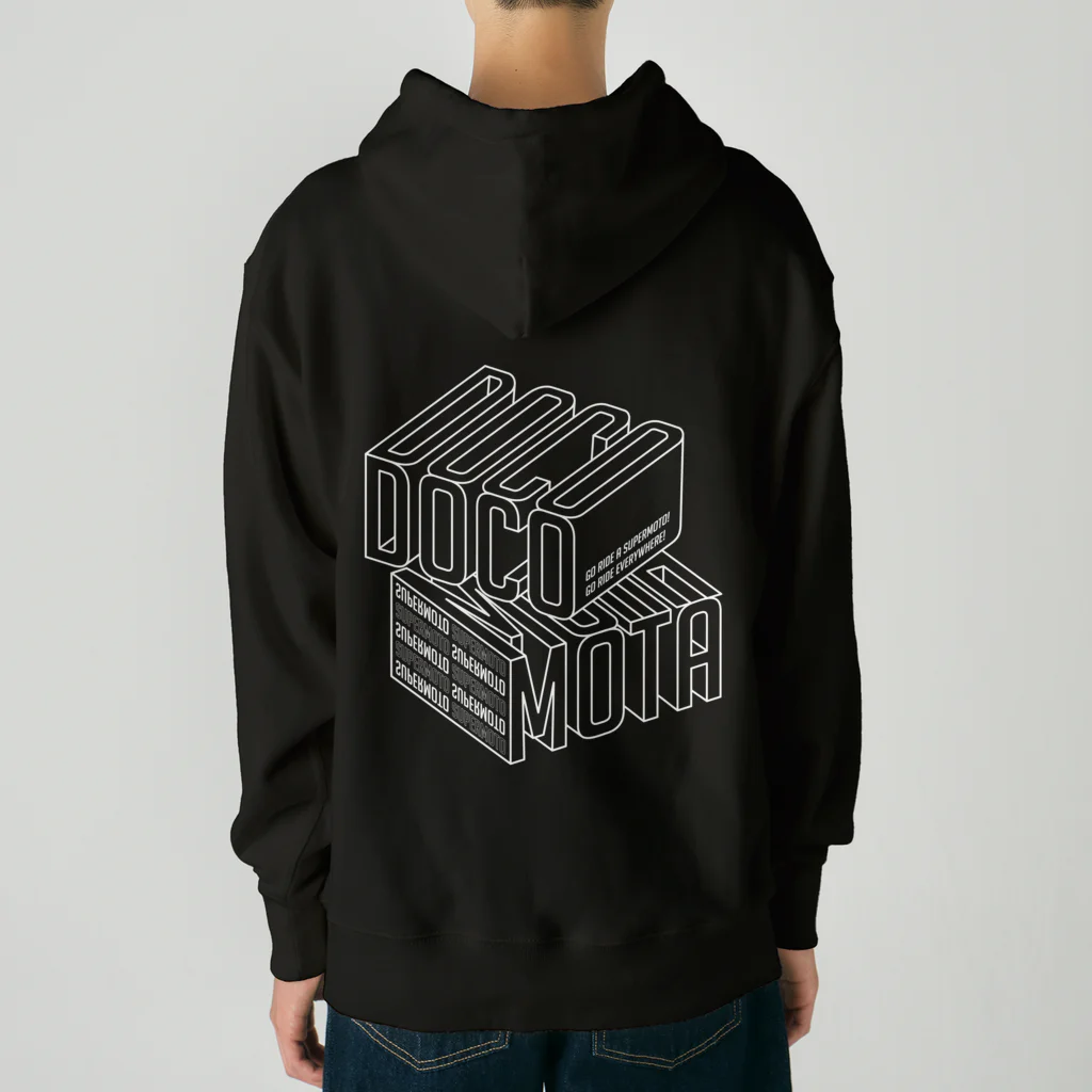 ドコデモモタード*DOCOMOTAのBack:3D DOCOMOTA ホワイト Heavyweight Hoodie