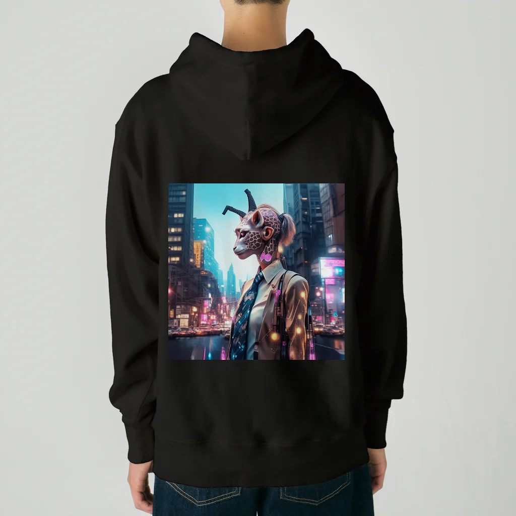 𝔔𝔘𝔒ℜℑ𝔄のCyberpunk giraffe ヘビーウェイトパーカー