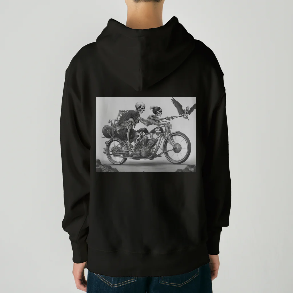 Skull sectionのバイクとドクロ（黒メイン） Heavyweight Hoodie