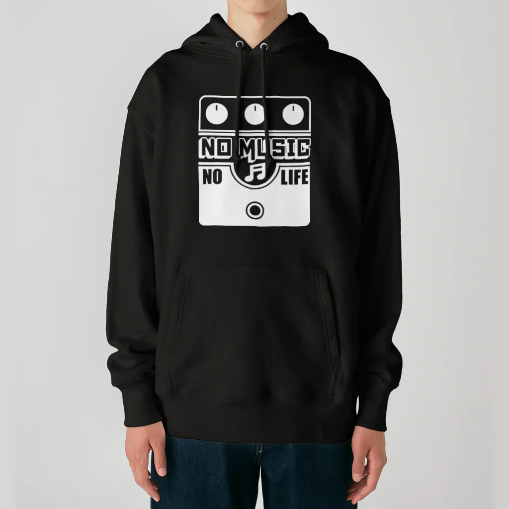 QUQU_WORKSのノーミュージックノーライフ ビッグマフデザイン ホワイト Heavyweight Hoodie