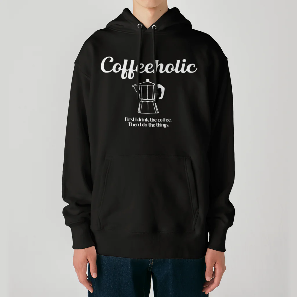 かえる商店のCOFFEEHOLIC white logo ヘビーウェイトパーカー