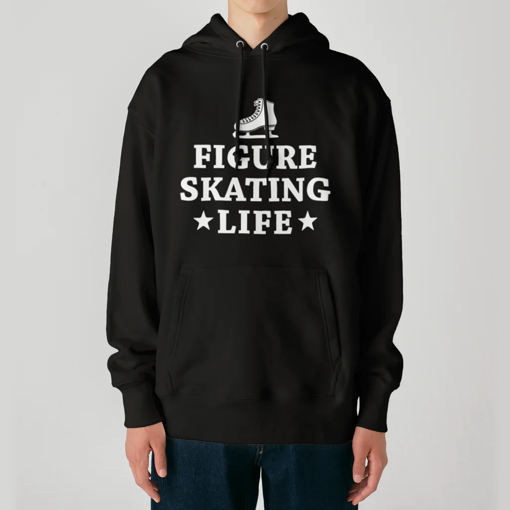 sports_tower スポーツタワーのフィギュアスケート・白・figure skating・グッズ・デザイン・フィギアスケート・#Tシャツ・ステップ・スピン・ジャンプ・スケート靴イラスト・技・男子・女子・かっこいい・かわいい・アイスダンス Heavyweight Hoodie