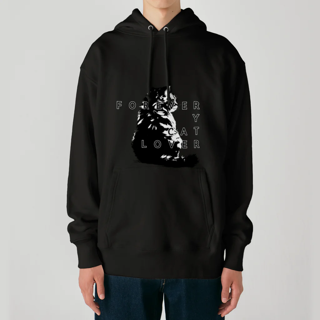 chubby the catのforever y cat lover (monochrome) Heavyweight Hoodie