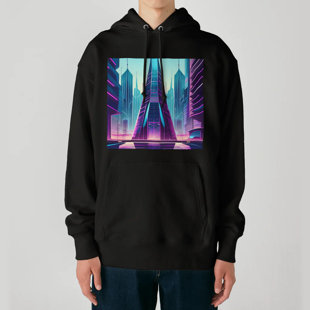 のんびりアート工房のサイバーパンク都市 Heavyweight Hoodie