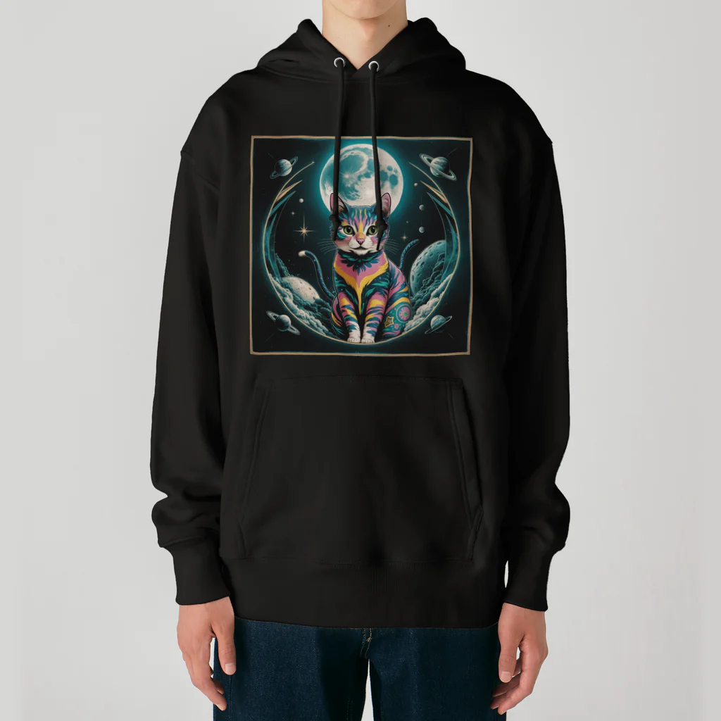 猫XショップX猫のネオン・ムーンキャット Heavyweight Hoodie