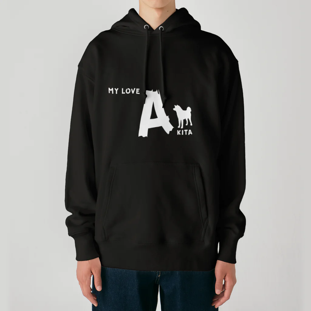 onehappinessのMY LOVE AKITA（秋田犬）　ホワイト Heavyweight Hoodie