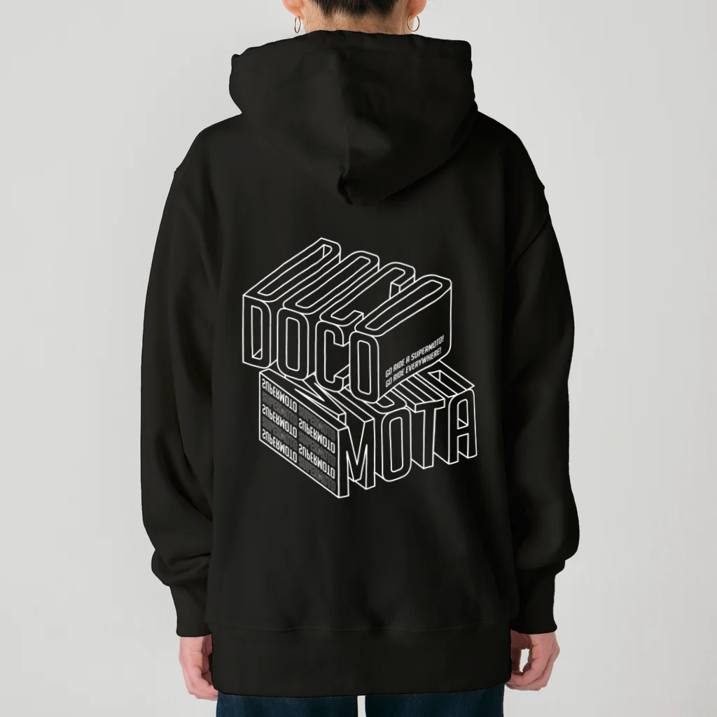 ドコデモモタード*DOCOMOTAのBack:3D DOCOMOTA ホワイト Heavyweight Hoodie