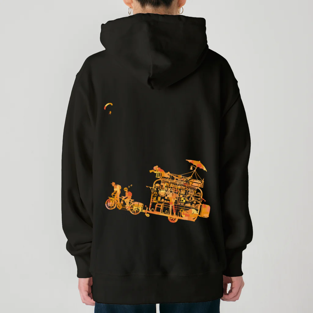 cuuyabowのチャリ・デ・キャンプ　オレンジモザイク Heavyweight Hoodie