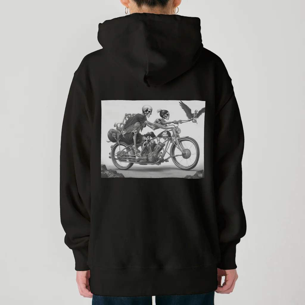 Skull sectionのバイクとドクロ（黒メイン） Heavyweight Hoodie