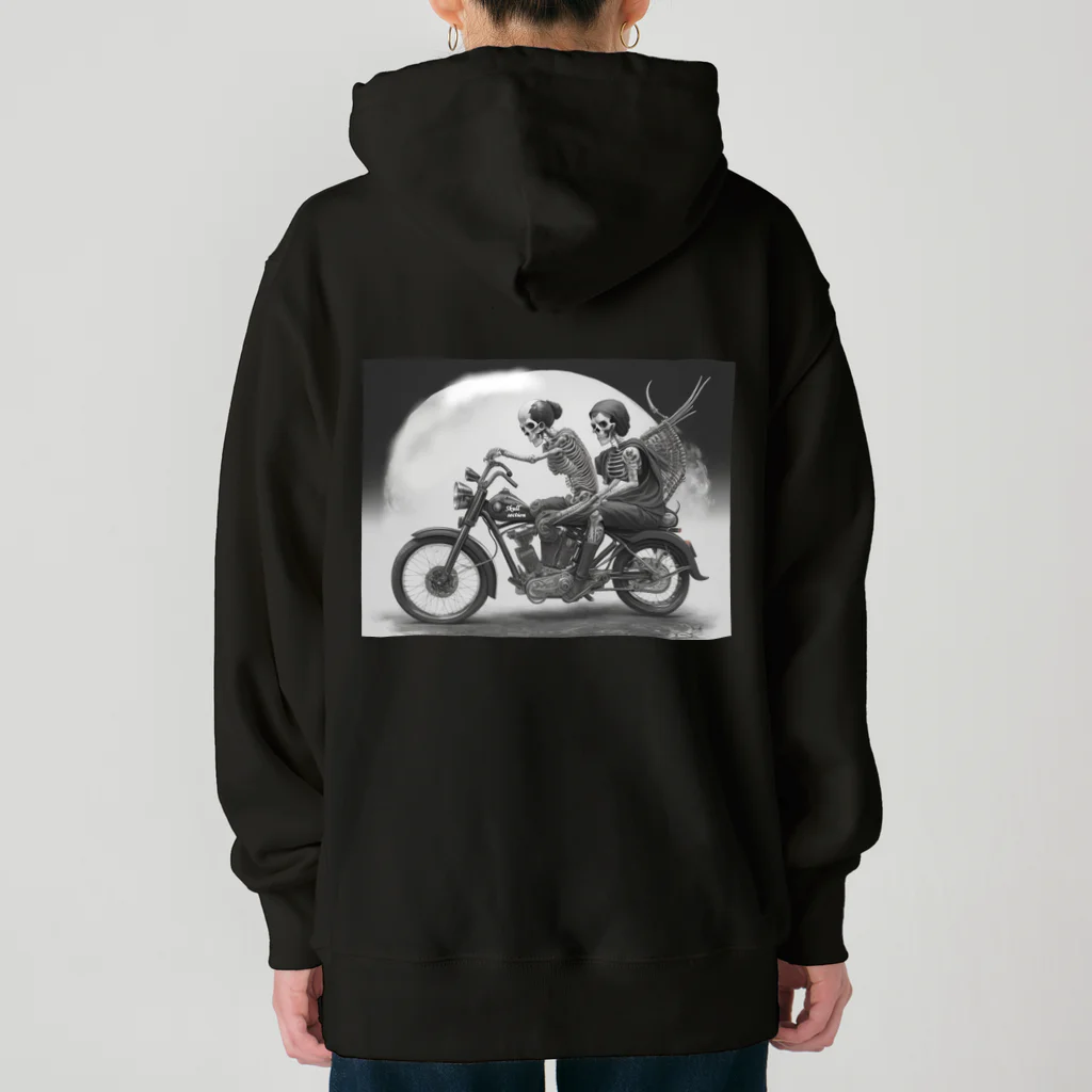 Skull sectionのバイクとガイコツ（黒メイン） ヘビーウェイトパーカー