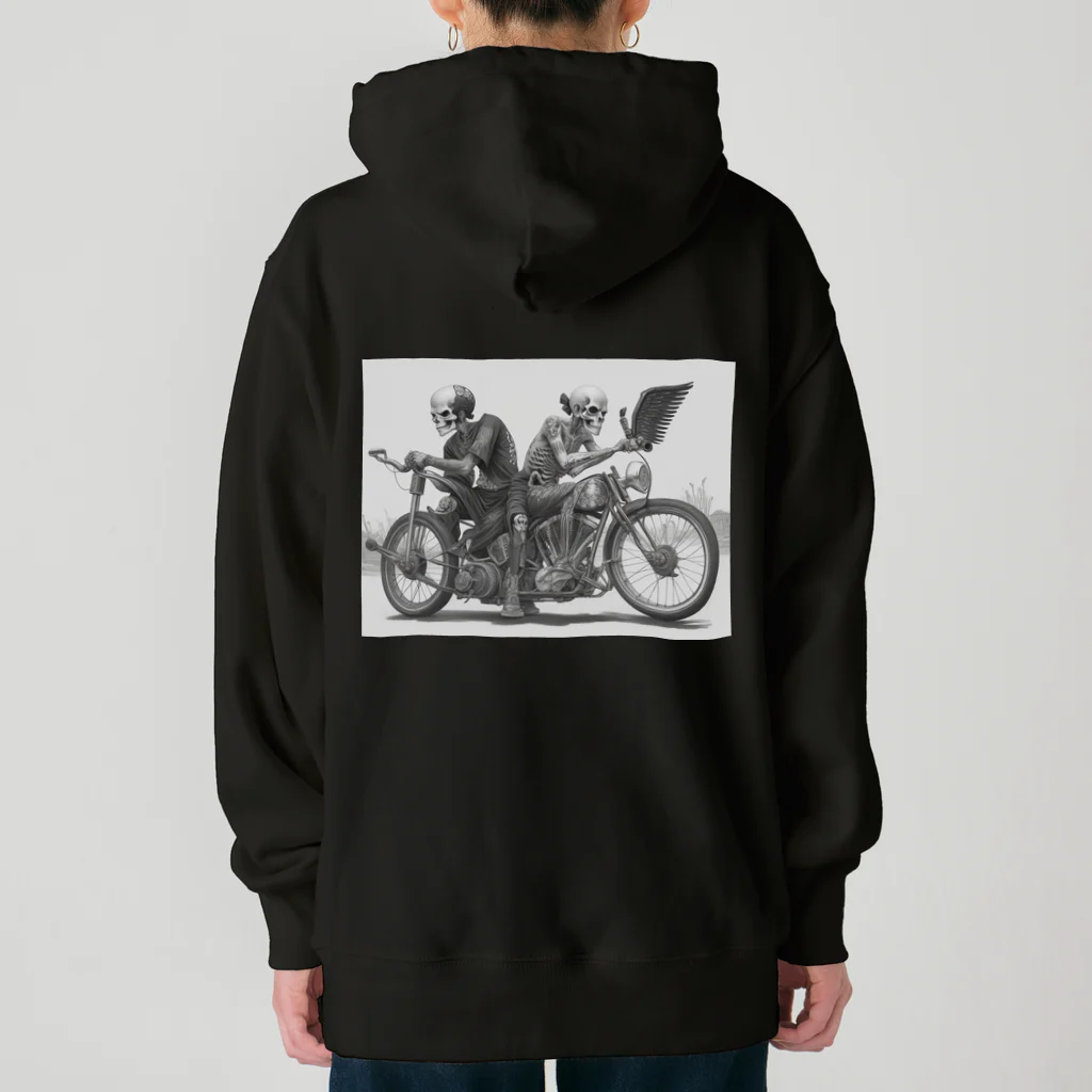 Skull sectionのバイクとドクロ（黒メイン） Heavyweight Hoodie