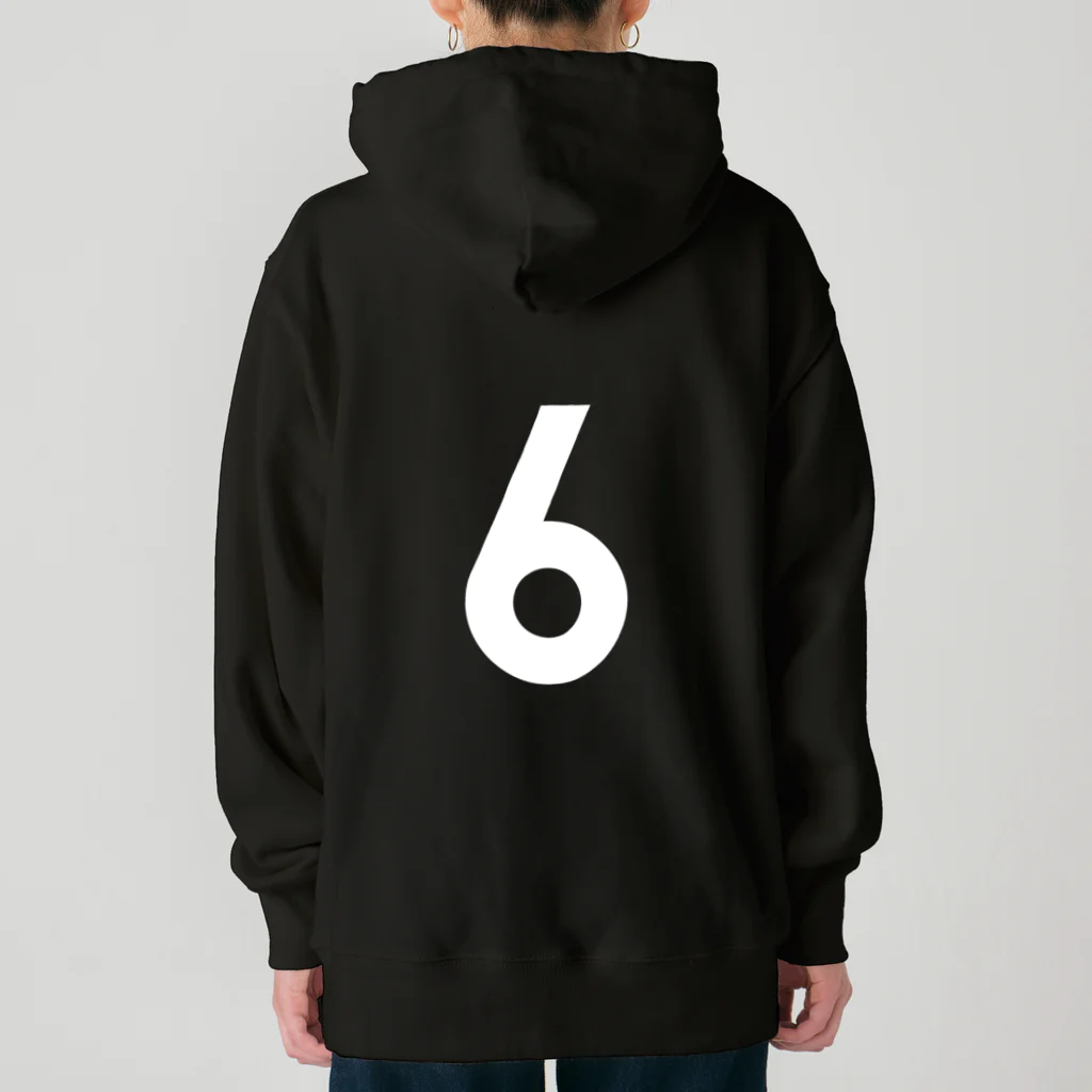 コチ(ボストンテリア)のバックプリント：ただの6です。（白文字） Heavyweight Hoodie