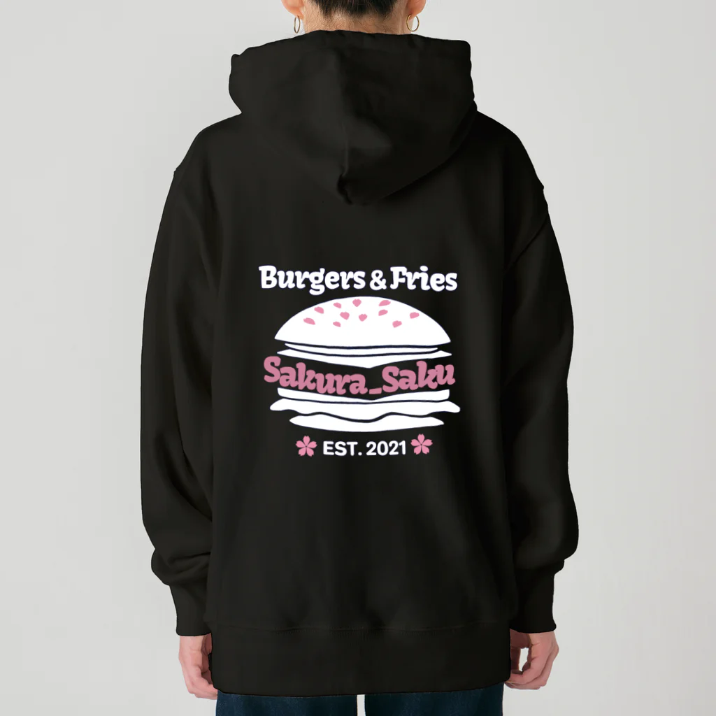 Burgers&Fries Sakura_SakuのBurgers&Fries Sakura_Saku ロゴアイテム（ホワイト） Heavyweight Hoodie