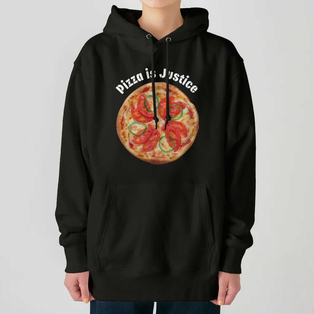 YOLKのピザは正義（白文字） ヘビーウェイトパーカー