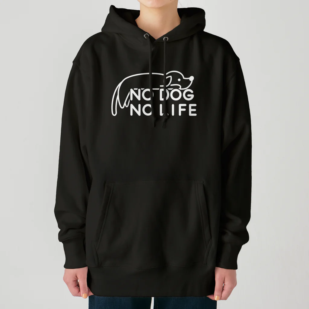 ぽぴーぴぽーのNO DOG NO LIFE(白線) Heavyweight Hoodie