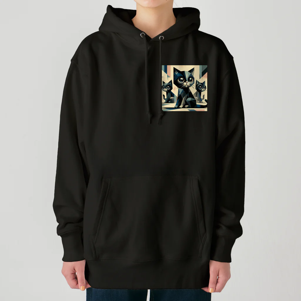 スタイル112の黒猫　キュビズム01 Heavyweight Hoodie