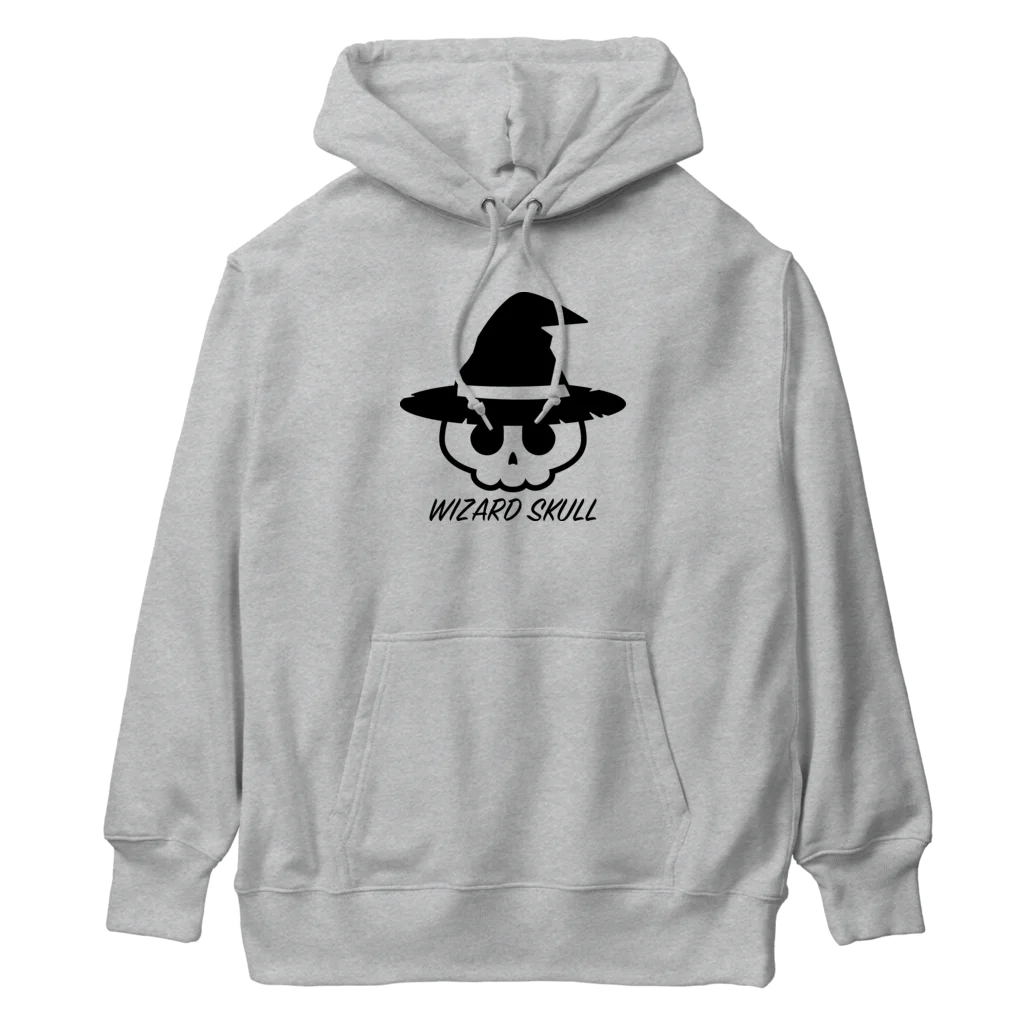 QUQU_WORKSのウィザードスカル 魔法使い ブラック Heavyweight Hoodie